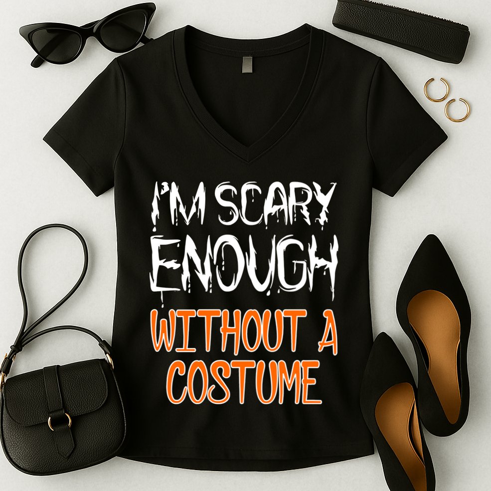 I'm Scary Enough With Out a Costume Halloween Women's V-Neck T-Shirt