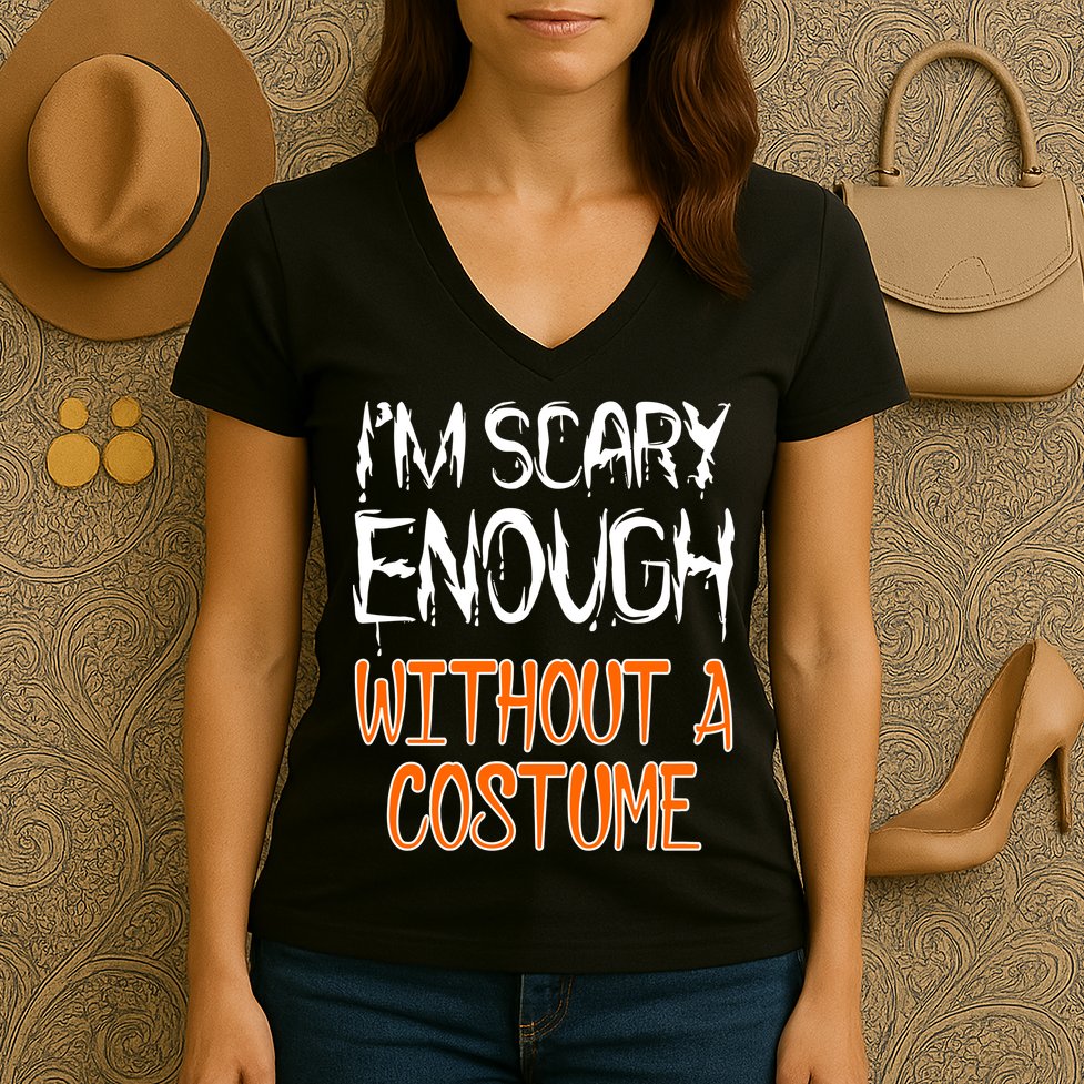 I'm Scary Enough With Out a Costume Halloween Women's V-Neck T-Shirt