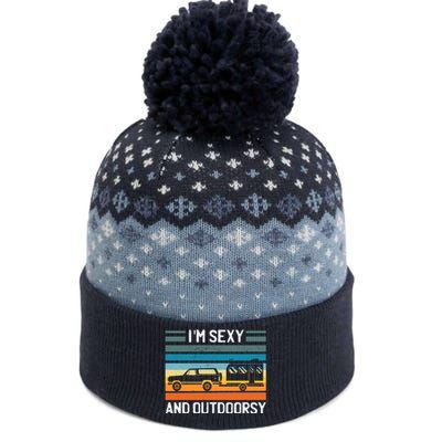 I'm Sexy And Outdoorsy Retro Road Trip Camper The Baniff Cuffed Pom Beanie