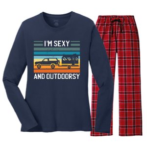 I'm Sexy And Outdoorsy Retro Road Trip Camper Women's Long Sleeve Flannel Pajama Set 