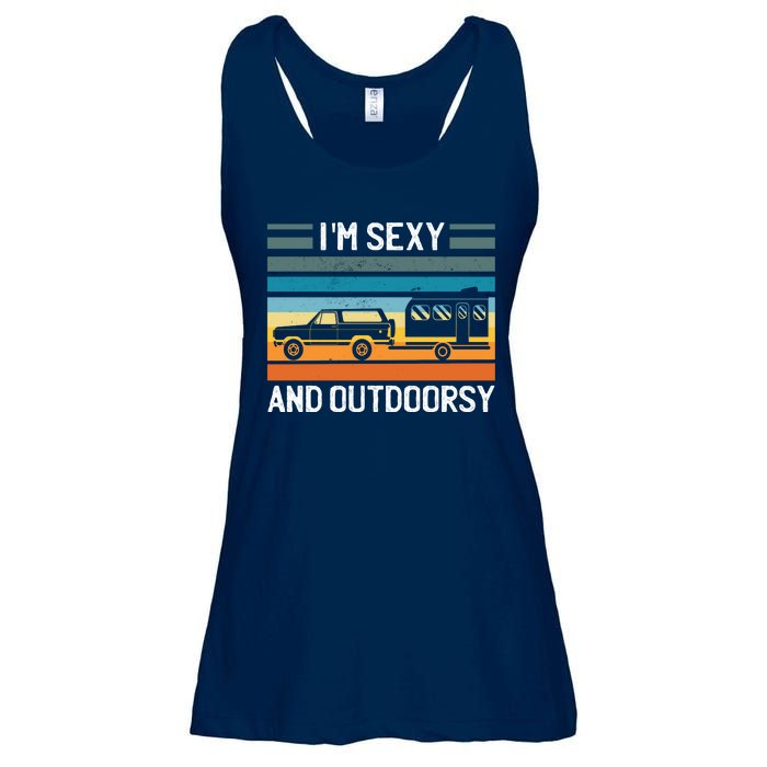 I'm Sexy And Outdoorsy Retro Road Trip Camper Ladies Essential Flowy Tank