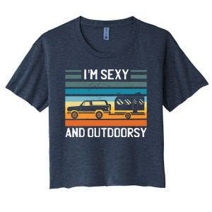 I'm Sexy And Outdoorsy Retro Road Trip Camper Women's Crop Top Tee