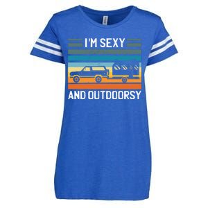 I'm Sexy And Outdoorsy Retro Road Trip Camper Enza Ladies Jersey Football T-Shirt