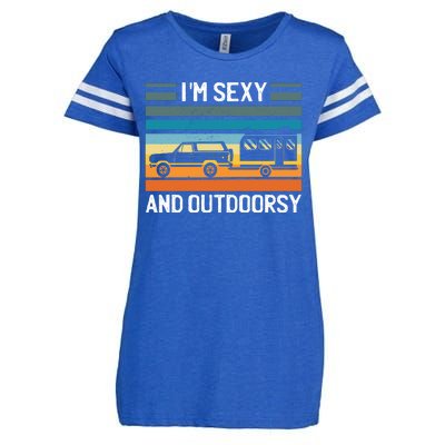 I'm Sexy And Outdoorsy Retro Road Trip Camper Enza Ladies Jersey Football T-Shirt