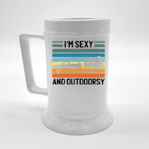 I'm Sexy And Outdoorsy Retro Road Trip Camper Beer Stein