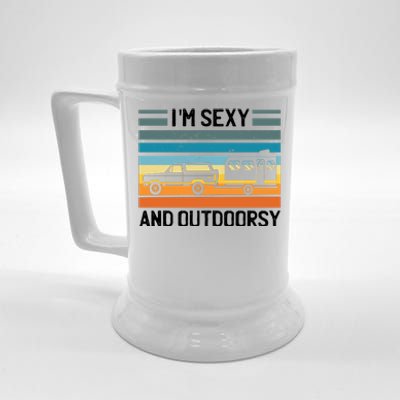 I'm Sexy And Outdoorsy Retro Road Trip Camper Beer Stein