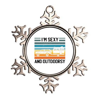 I'm Sexy And Outdoorsy Retro Road Trip Camper Metallic Star Ornament