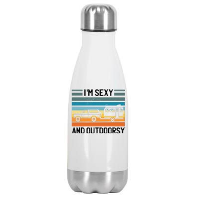 I'm Sexy And Outdoorsy Retro Road Trip Camper Stainless Steel Insulated Water Bottle