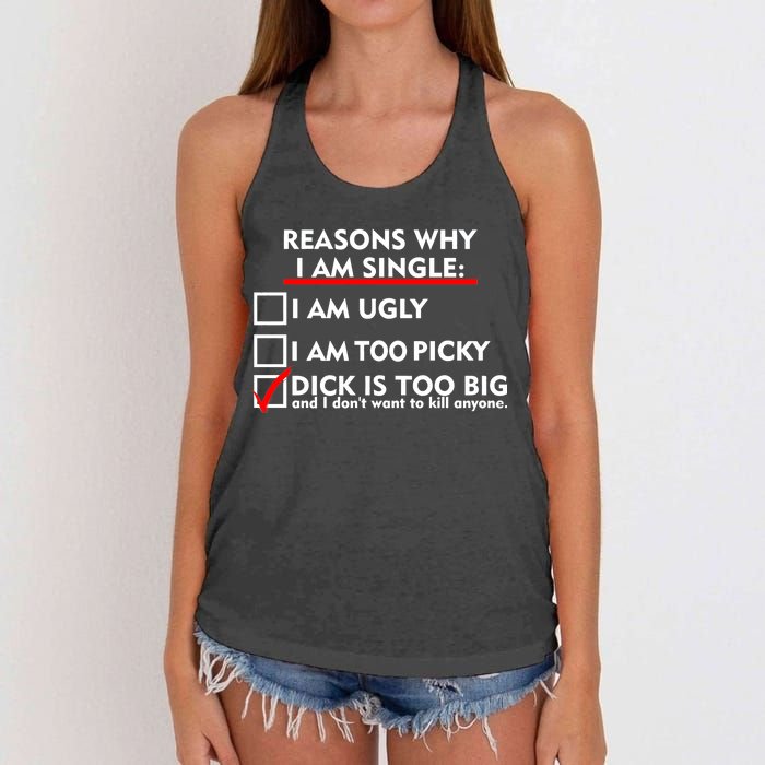 I'm Single Because It's Too Big Women's Knotted Racerback Tank