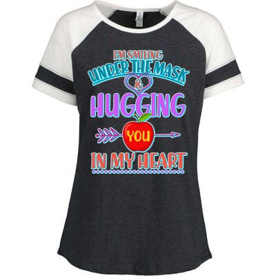 I'm Smiling Under The Mask & Hugging You In My Heart Enza Ladies Jersey Colorblock Tee