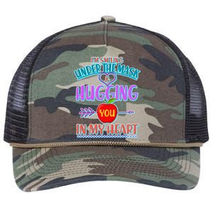 I'm Smiling Under The Mask & Hugging You In My Heart Retro Rope Trucker Hat Cap