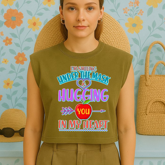 I'm Smiling Under The Mask & Hugging You In My Heart Garment-Dyed Women's Muscle Tee