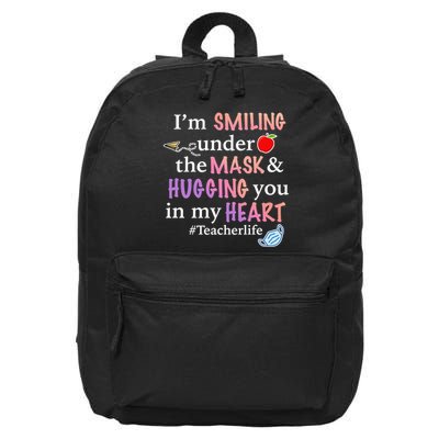 I'm Smiling Under The Mask Hugging You In My Heart 16 in Basic Backpack