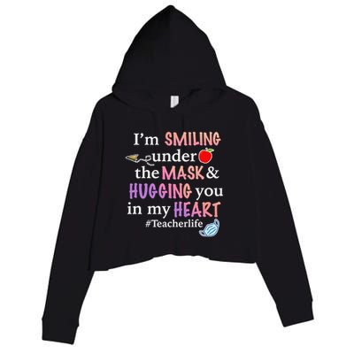 I'm Smiling Under The Mask Hugging You In My Heart Crop Fleece Hoodie