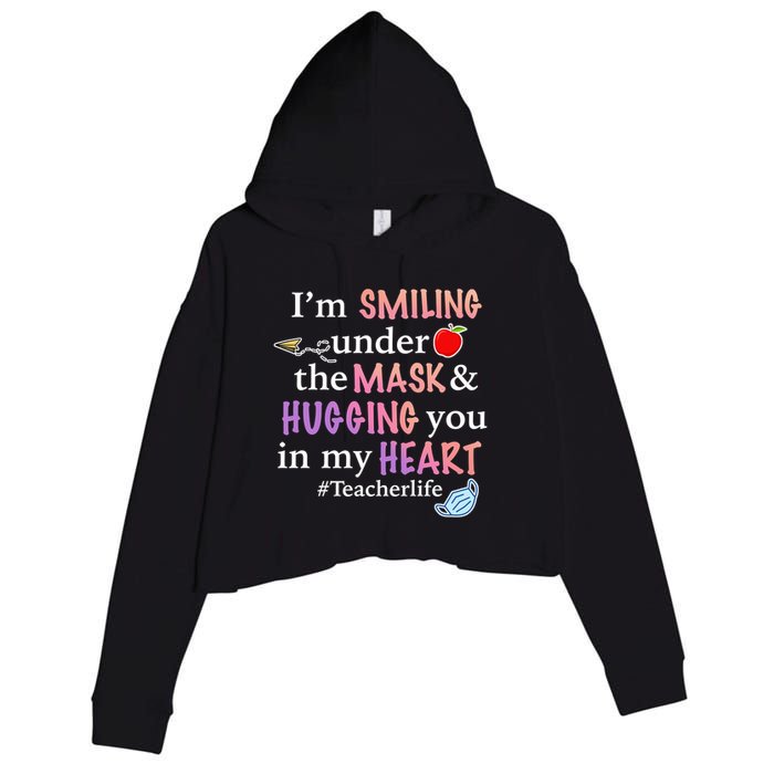 I'm Smiling Under The Mask Hugging You In My Heart Crop Fleece Hoodie