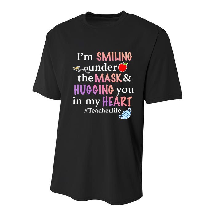 I'm Smiling Under The Mask Hugging You In My Heart Youth Performance Sprint T-Shirt