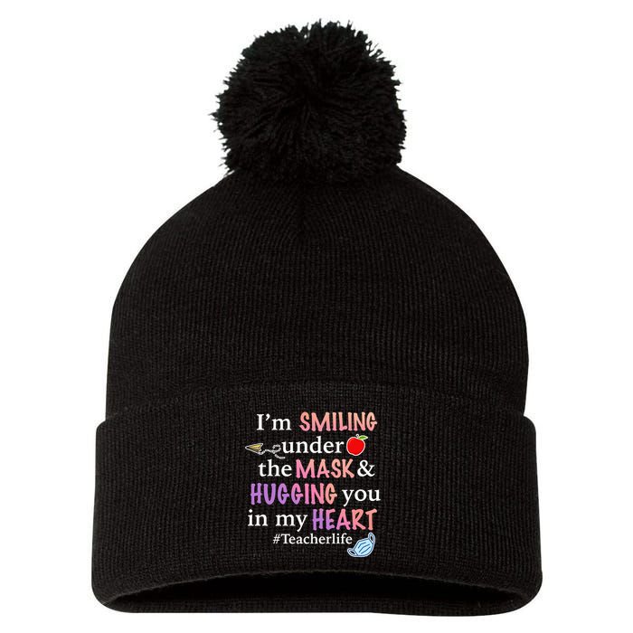 I'm Smiling Under The Mask Hugging You In My Heart Pom Pom 12in Knit Beanie