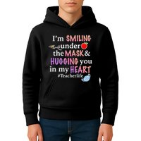 I'm Smiling Under The Mask Hugging You In My Heart Kids Hoodie