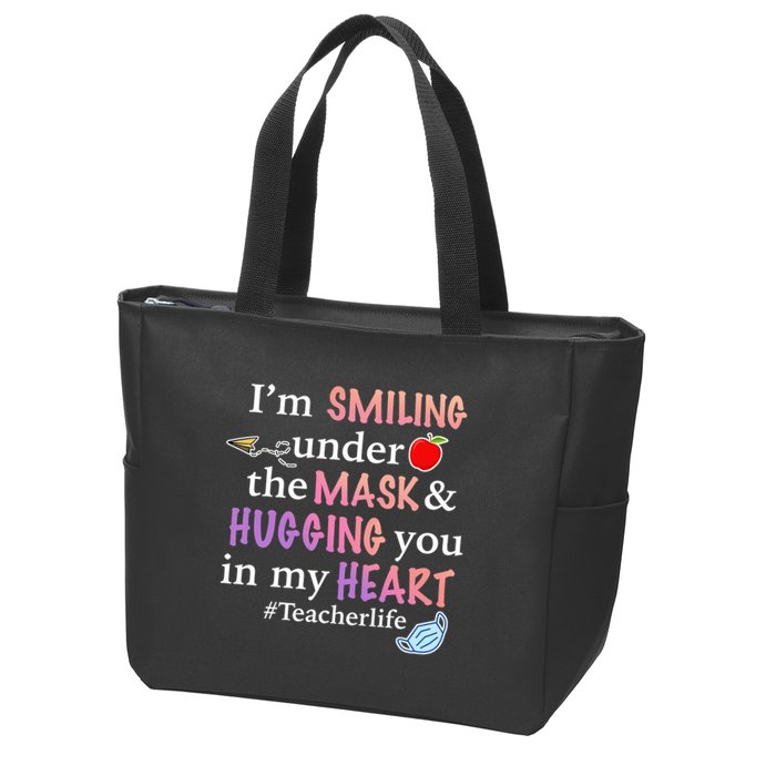 I'm Smiling Under The Mask Hugging You In My Heart Zip Tote Bag