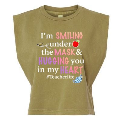 I'm Smiling Under The Mask Hugging You In My Heart Garment-Dyed Women's Muscle Tee
