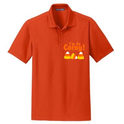 I'm So Corny Candy Corn Halloween Dry Zone Grid Polo