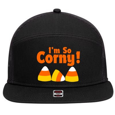 I'm So Corny Candy Corn Halloween 7 Panel Mesh Trucker Snapback Hat