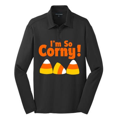 I'm So Corny Candy Corn Halloween Silk Touch Performance Long Sleeve Polo