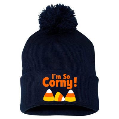 I'm So Corny Candy Corn Halloween Pom Pom 12in Knit Beanie