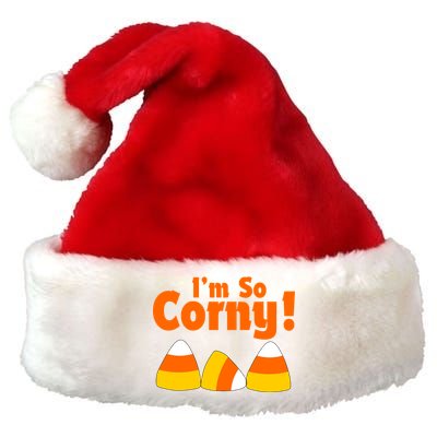 I'm So Corny Candy Corn Halloween Premium Christmas Santa Hat