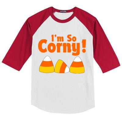 I'm So Corny Candy Corn Halloween Kids Colorblock Raglan Jersey