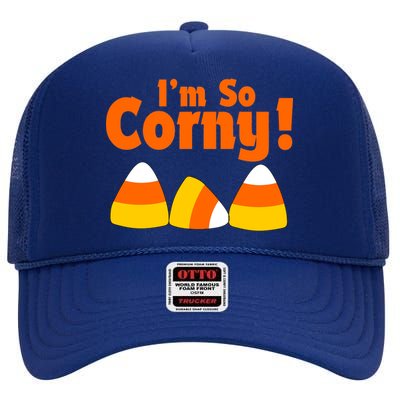 I'm So Corny Candy Corn Halloween High Crown Mesh Back Trucker Hat