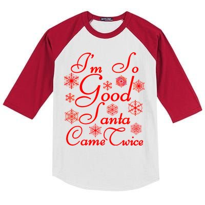 I'm So Good Santa Came Twice Funny Kids Colorblock Raglan Jersey