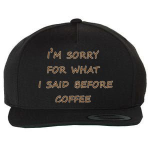 I'm Sorry For What I Said Before Coffee Wool Snapback Cap