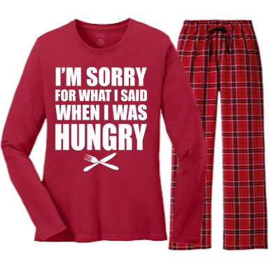 I'm Sorry For What I Said I Was Hungry Women's Long Sleeve Flannel Pajama Set 