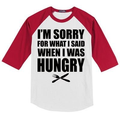 I'm Sorry For What I Said I Was Hungry Kids Colorblock Raglan Jersey