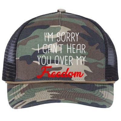 I'm Sorry I Can't Hear You Over My Freedom Retro Rope Trucker Hat Cap