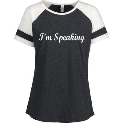 I'm Speaking Enza Ladies Jersey Colorblock Tee