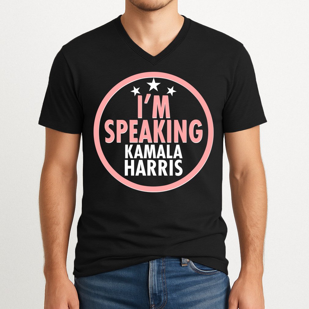I'm Speaking Emblem Kamala Harris Madam Vice President V-Neck T-Shirt