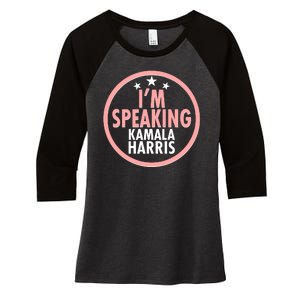 I'm Speaking Emblem Kamala Harris Madam Vice President Women's Tri-Blend 3/4-Sleeve Raglan Shirt