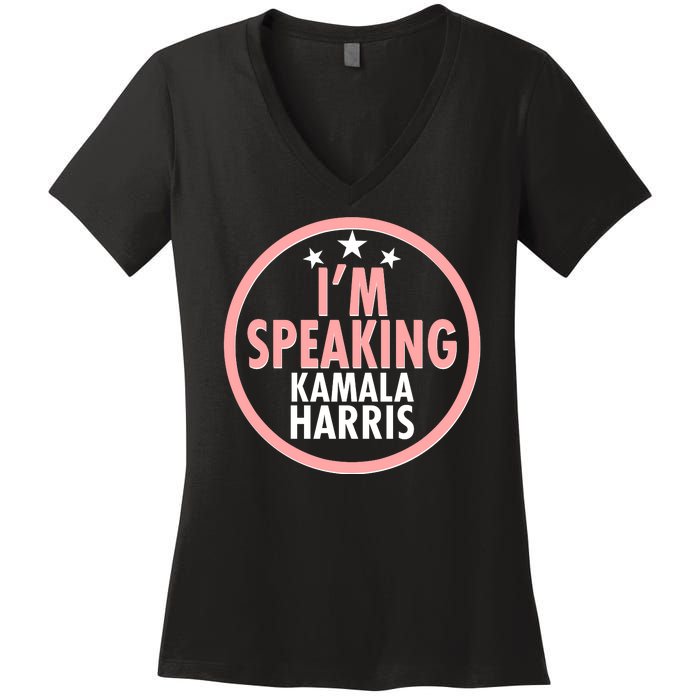 I'm Speaking Emblem Kamala Harris Madam Vice President Women's V-Neck T-Shirt