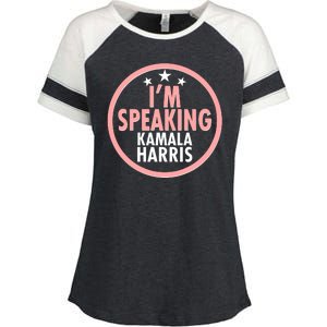 I'm Speaking Emblem Kamala Harris Madam Vice President Enza Ladies Jersey Colorblock Tee