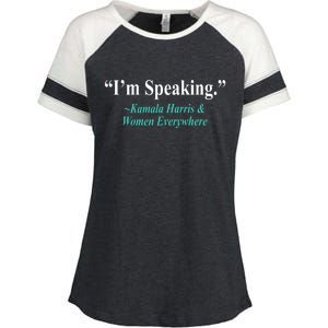 I'm Speaking Kamala Harris and Woman Everywhere Enza Ladies Jersey Colorblock Tee