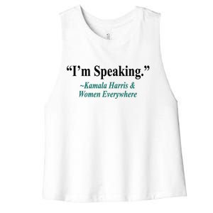 I'm Speaking Kamala Harris and Woman Everywhere Women's Racerback Cropped Tank