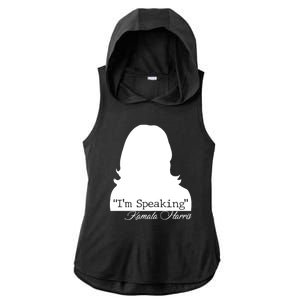 I'm Speaking Kamala Harris Silhouette  Ladies PosiCharge Tri-Blend Wicking Draft Hoodie Tank