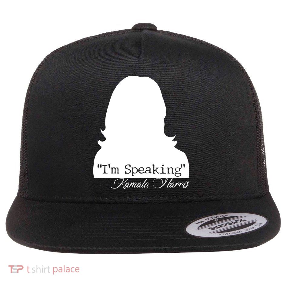 I'm Speaking Kamala Harris Silhouette  Flat Bill Trucker Hat