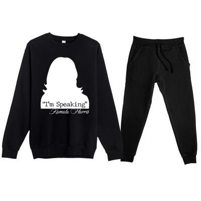 I'm Speaking Kamala Harris Silhouette  Premium Crewneck Sweatsuit Set