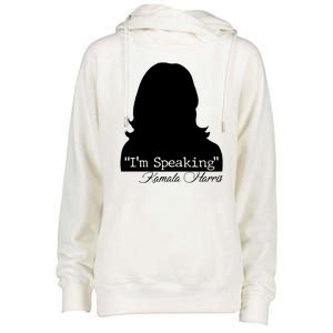 I'm Speaking Kamala Harris Silhouette  Womens Funnel Neck Pullover Hood