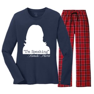 I'm Speaking Kamala Harris Silhouette  Women's Long Sleeve Flannel Pajama Set 