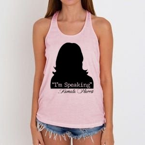 I'm Speaking Kamala Harris Silhouette  Women's Knotted Racerback Tank