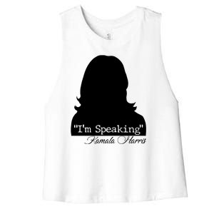 I'm Speaking Kamala Harris Silhouette  Women's Racerback Cropped Tank